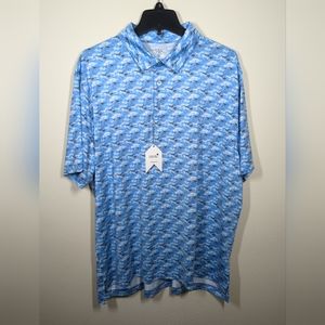 1764 Flock of Birds Men's Short Sleeve Golf Polo Shirt - Light Blue Size 2XL NWT